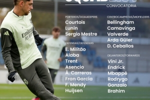 皇马西甲对巴列卡诺名单：姆巴佩、维尼修斯领衔，琼阿梅尼缺席